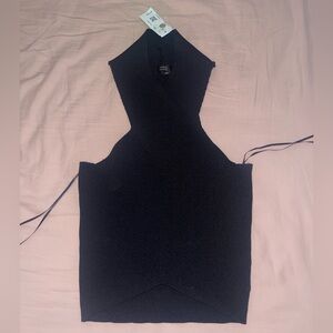 NWT Turtle Neck Criss Cross Cropped Wrap Blouse Size M/L